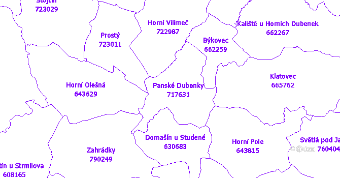 Katastrální mapa Panské Dubenky