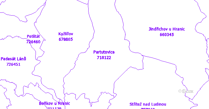 Katastrální mapa Partutovice