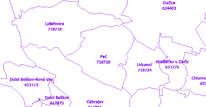 Katastrální mapa Peč