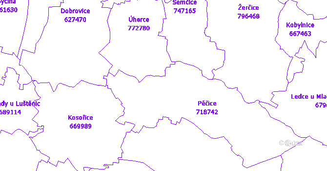 Katastrální mapa Pěčice