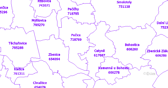 Katastrální mapa Pečice