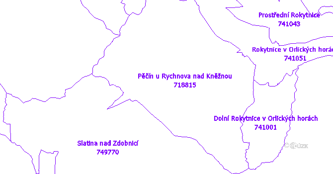 Katastrální mapa Pěčín