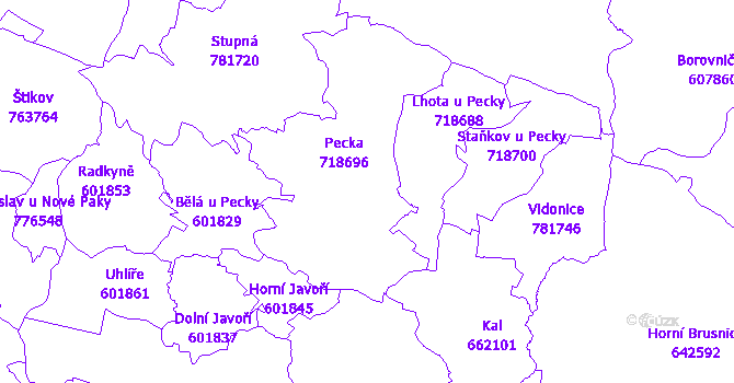 Katastrální mapa Pecka