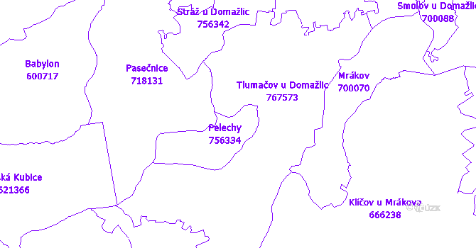 Katastrální mapa Pelechy