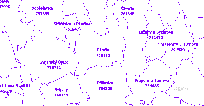 Katastrální mapa Pěnčín