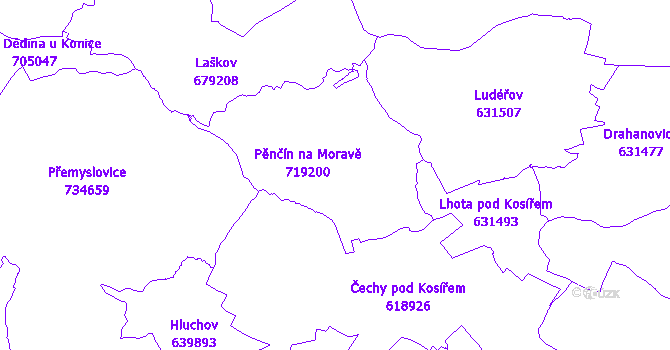 Katastrální mapa Pěnčín