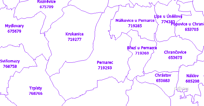Katastrální mapa Pernarec