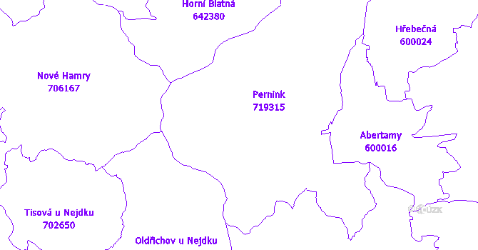 Katastrální mapa Pernink