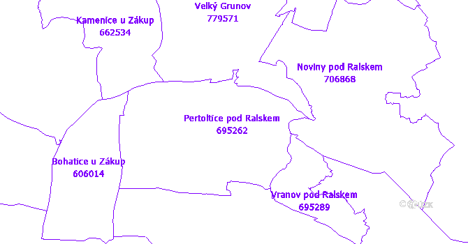 Katastrální mapa Pertoltice pod Ralskem
