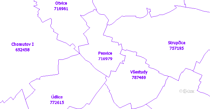 Katastrální mapa Pesvice