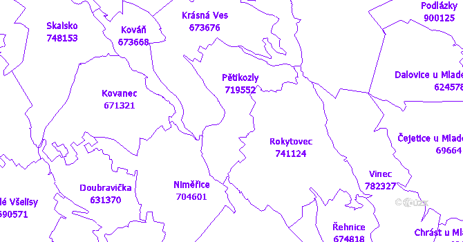 Katastrální mapa Pětikozly