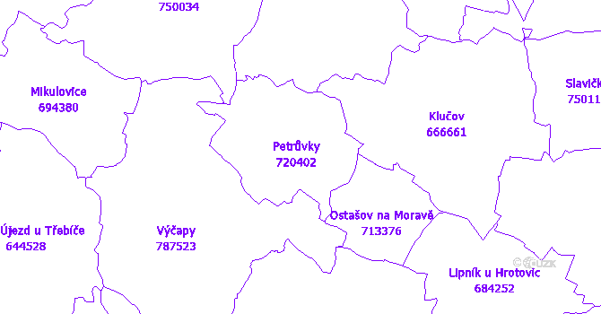 Katastrální mapa Petrůvky