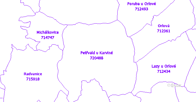 Katastrální mapa Petřvald