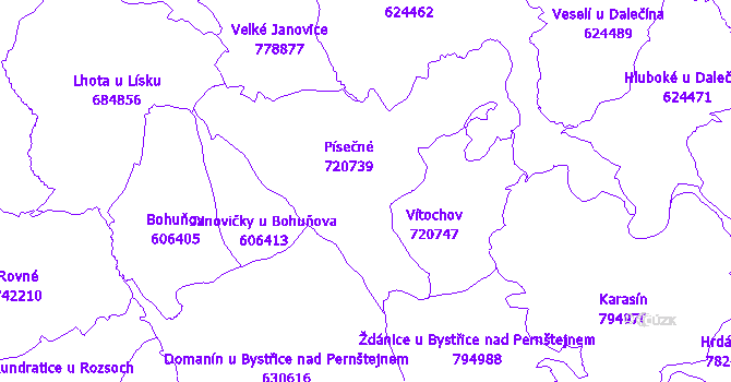 Katastrální mapa Písečné