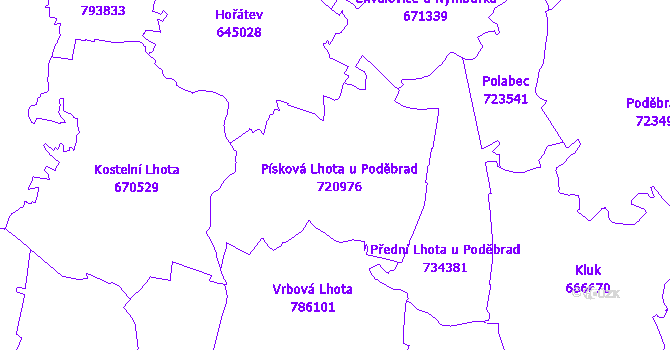 Katastrální mapa Písková Lhota