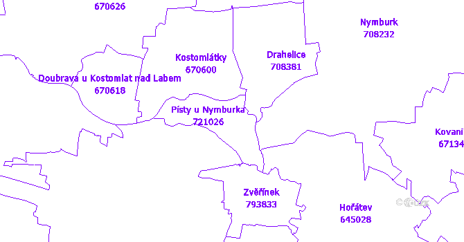 Katastrální mapa Písty