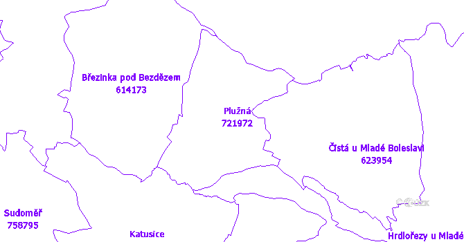 Katastrální mapa Plužná
