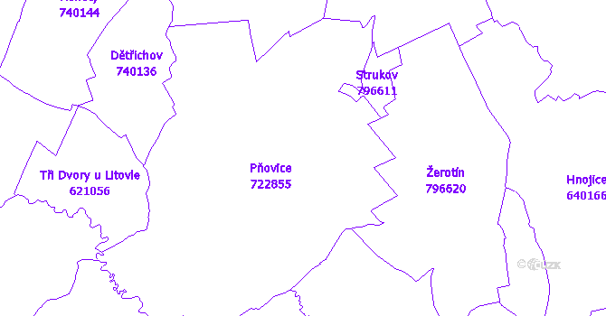 Katastrální mapa Pňovice