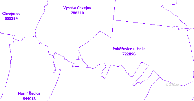 Katastrální mapa Poběžovice u Holic