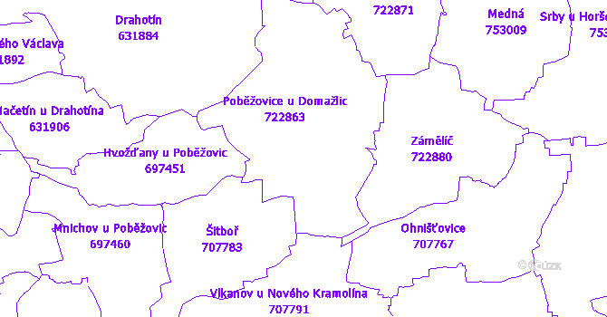 Katastrální mapa Poběžovice