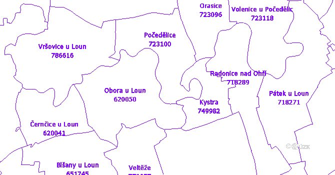 Katastrální mapa Počedělice