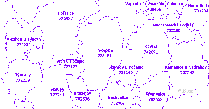 Katastrální mapa Počepice