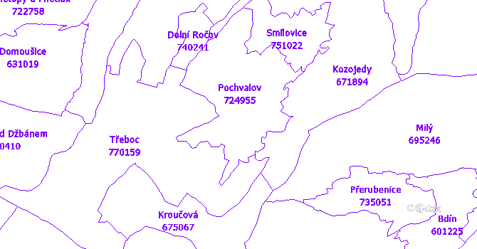 Katastrální mapa Pochvalov