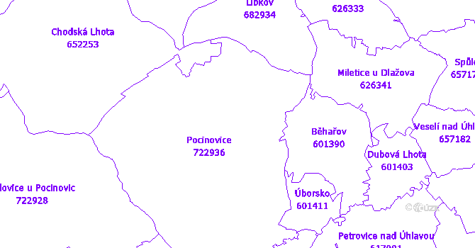 Katastrální mapa Pocinovice