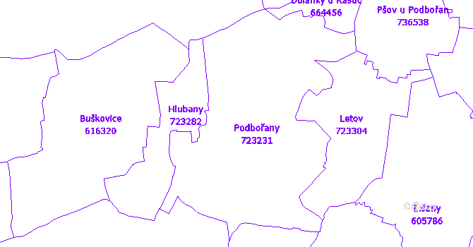 Katastrální mapa Podbořany