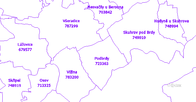 Katastrální mapa Podbrdy