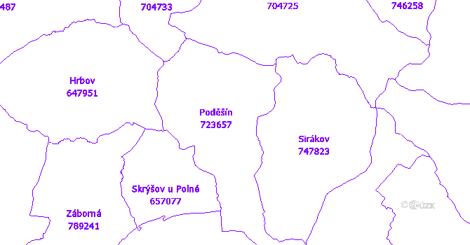 Katastrální mapa Poděšín