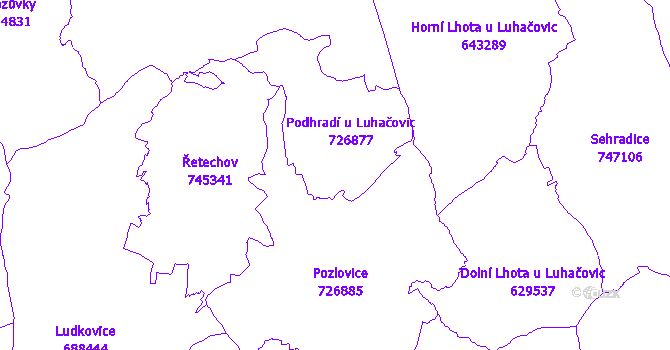 Katastrální mapa Podhradí