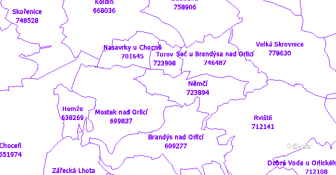 Katastrální mapa Podlesí