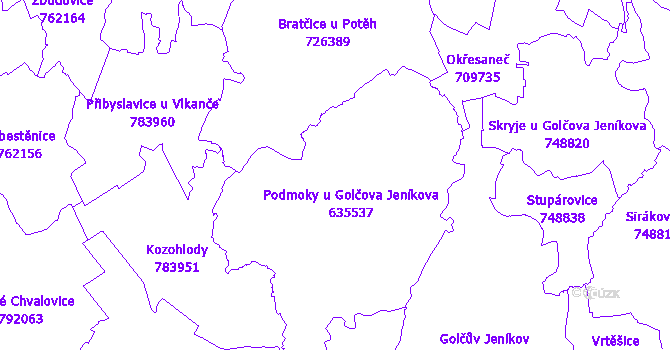 Katastrální mapa Podmoky