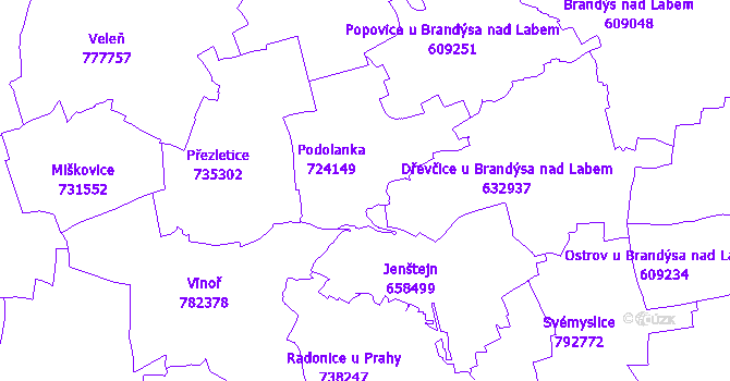 Katastrální mapa Podolanka
