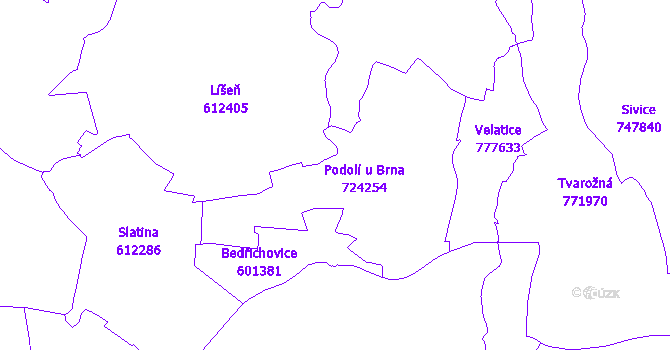 Katastrální mapa Podolí
