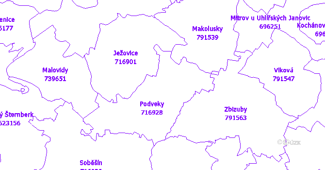 Katastrální mapa Podveky