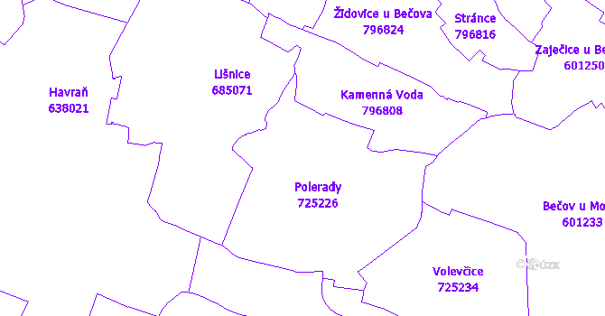 Katastrální mapa Polerady
