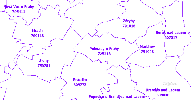Katastrální mapa Polerady