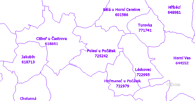 Katastrální mapa Polesí