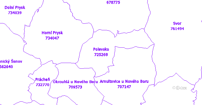 Katastrální mapa Polevsko