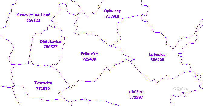 Katastrální mapa Polkovice