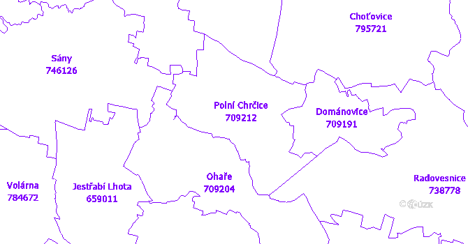 Katastrální mapa Polní Chrčice