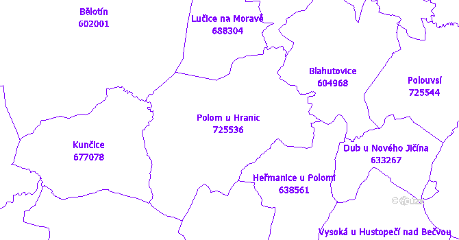 Katastrální mapa Polom