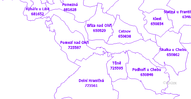 Katastrální mapa Pomezí nad Ohří