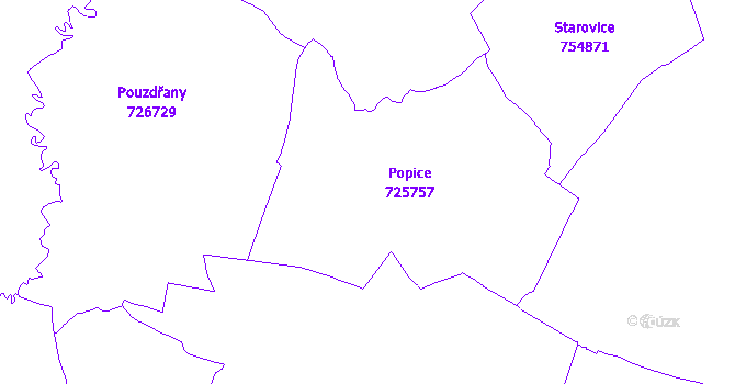 Katastrální mapa Popice