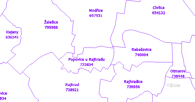 Katastrální mapa Popovice