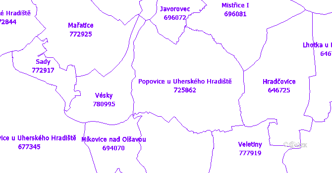 Katastrální mapa Popovice