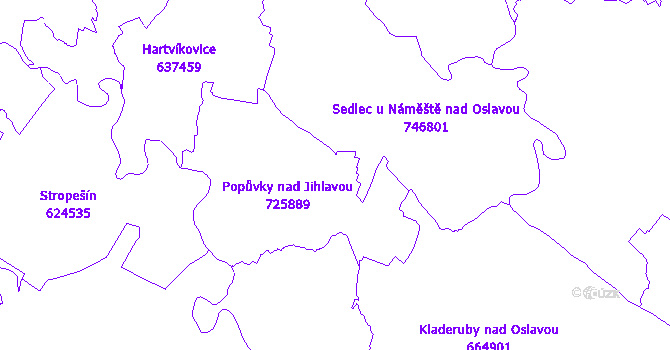 Katastrální mapa Popůvky