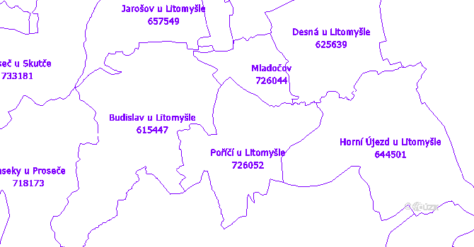 Katastrální mapa Poříčí u Litomyšle